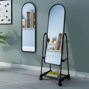 Modern Full-Length Mirror With Storage Rack