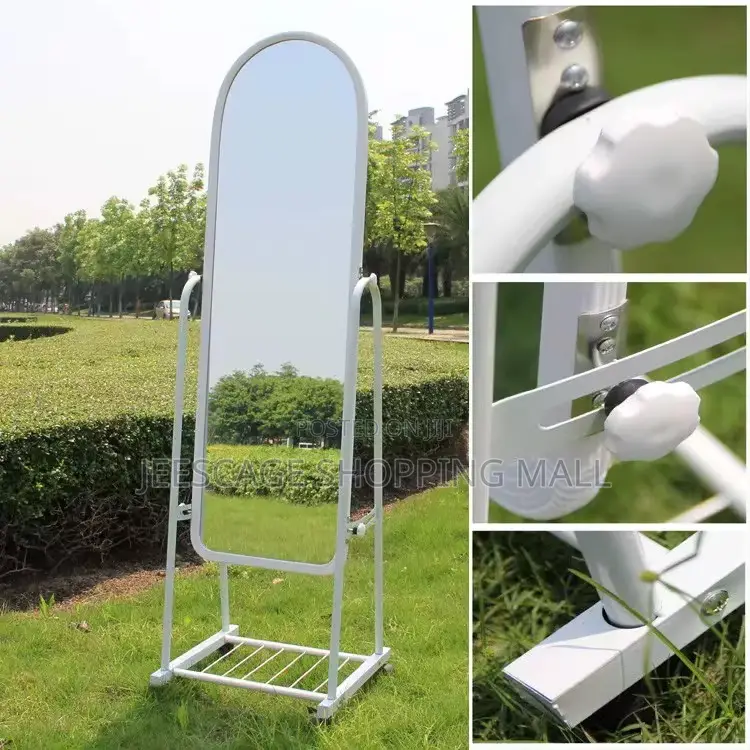 Modern Full-Length Mirror With Storage Rack