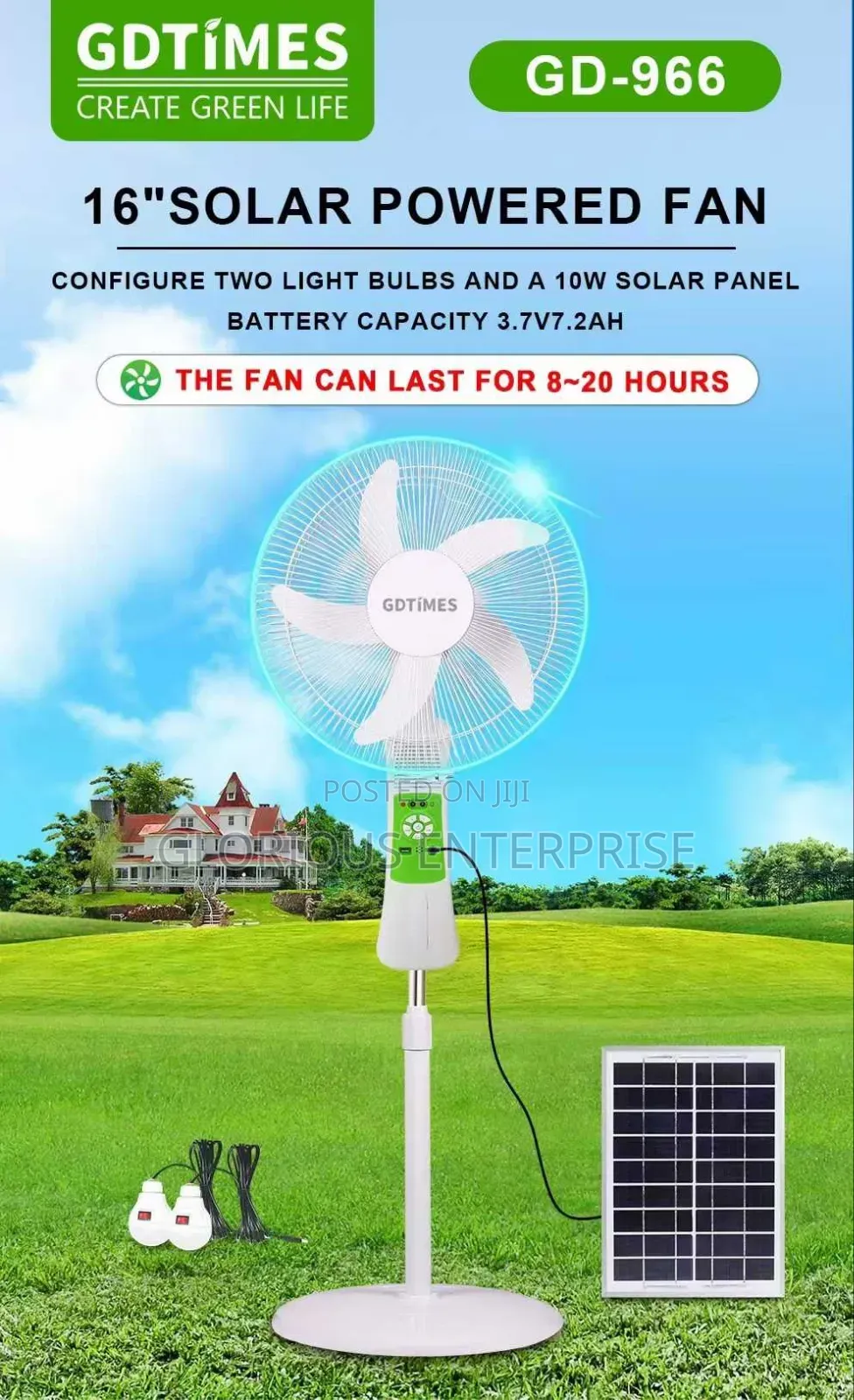 Rechargeable Solar Fan