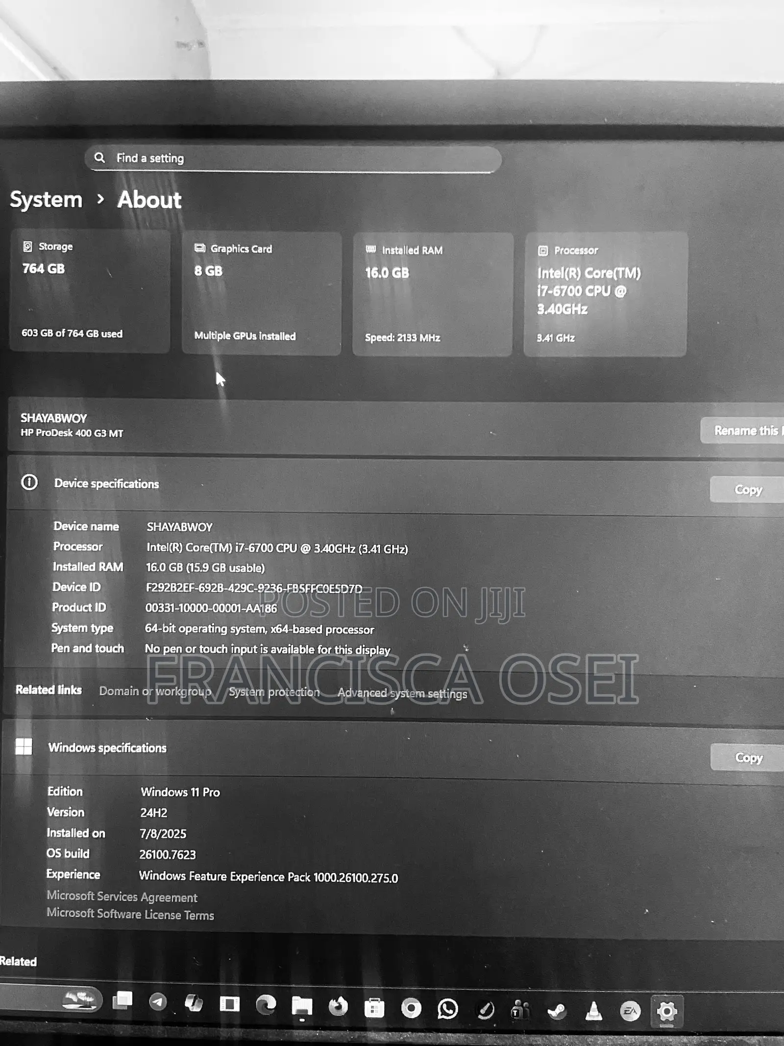 Desktop Computer HP ProDesk 400 16GB Intel Core i7 HDD 1T