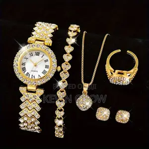 5-in-1 Women’S Gold Watch Set – Box Included