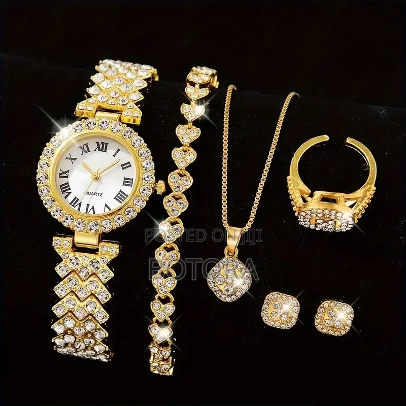 5-in-1 Women’S Gold Watch Set – Box Included