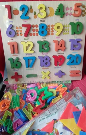 Kids Alphabet and Numbers Wooden Board