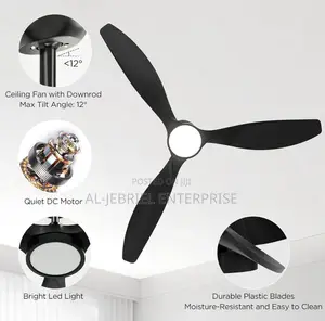 52” Led Ceiling Fan 3 Blades -Black