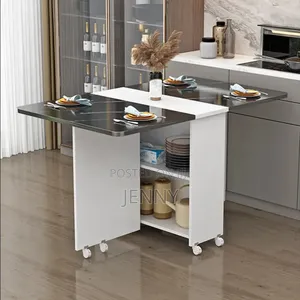 Foldable Kitchen Dining Table With 2 Drawers and Rack