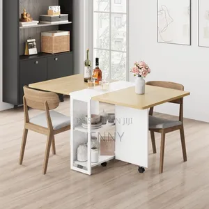Foldable Kitchen Dining Table With 2 Drawers and Rack