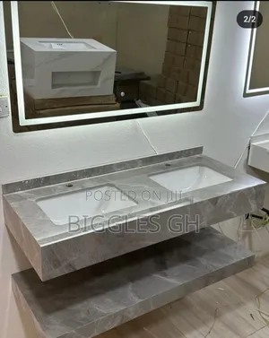 Double Marble Vanity Basin With Led Mirror- 120cm