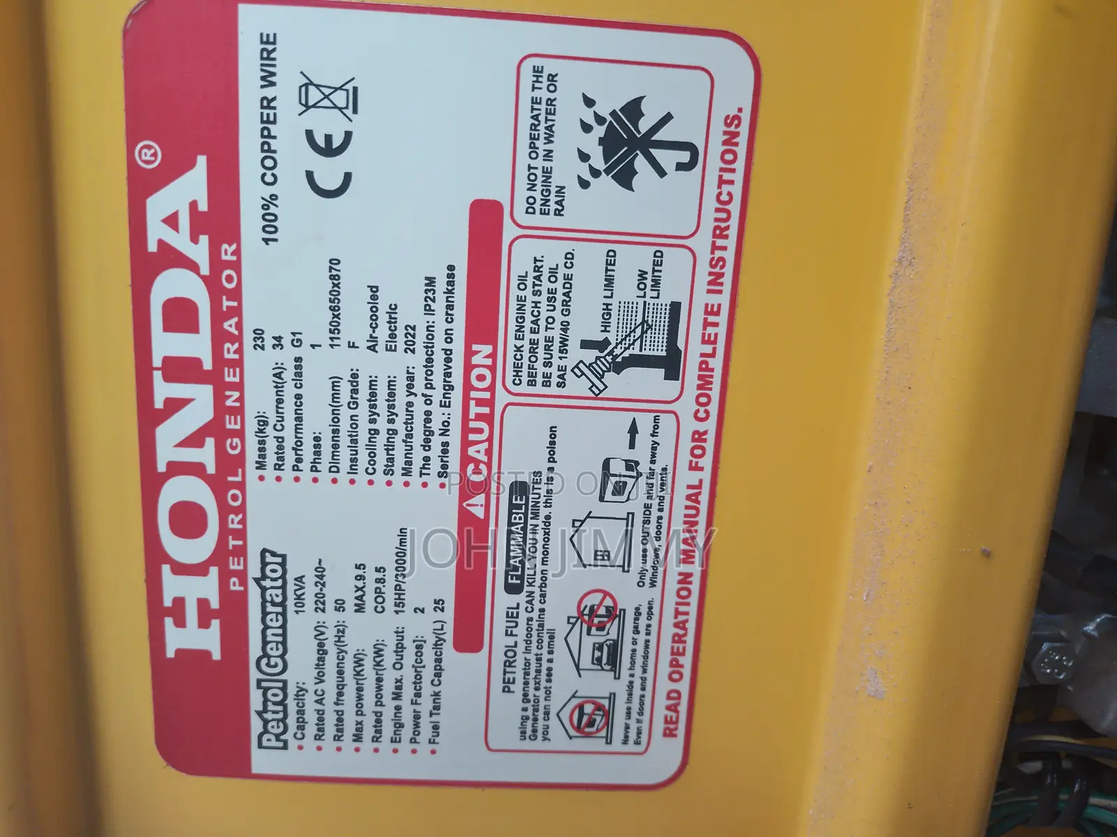 Honda Petrol 10kva Generator