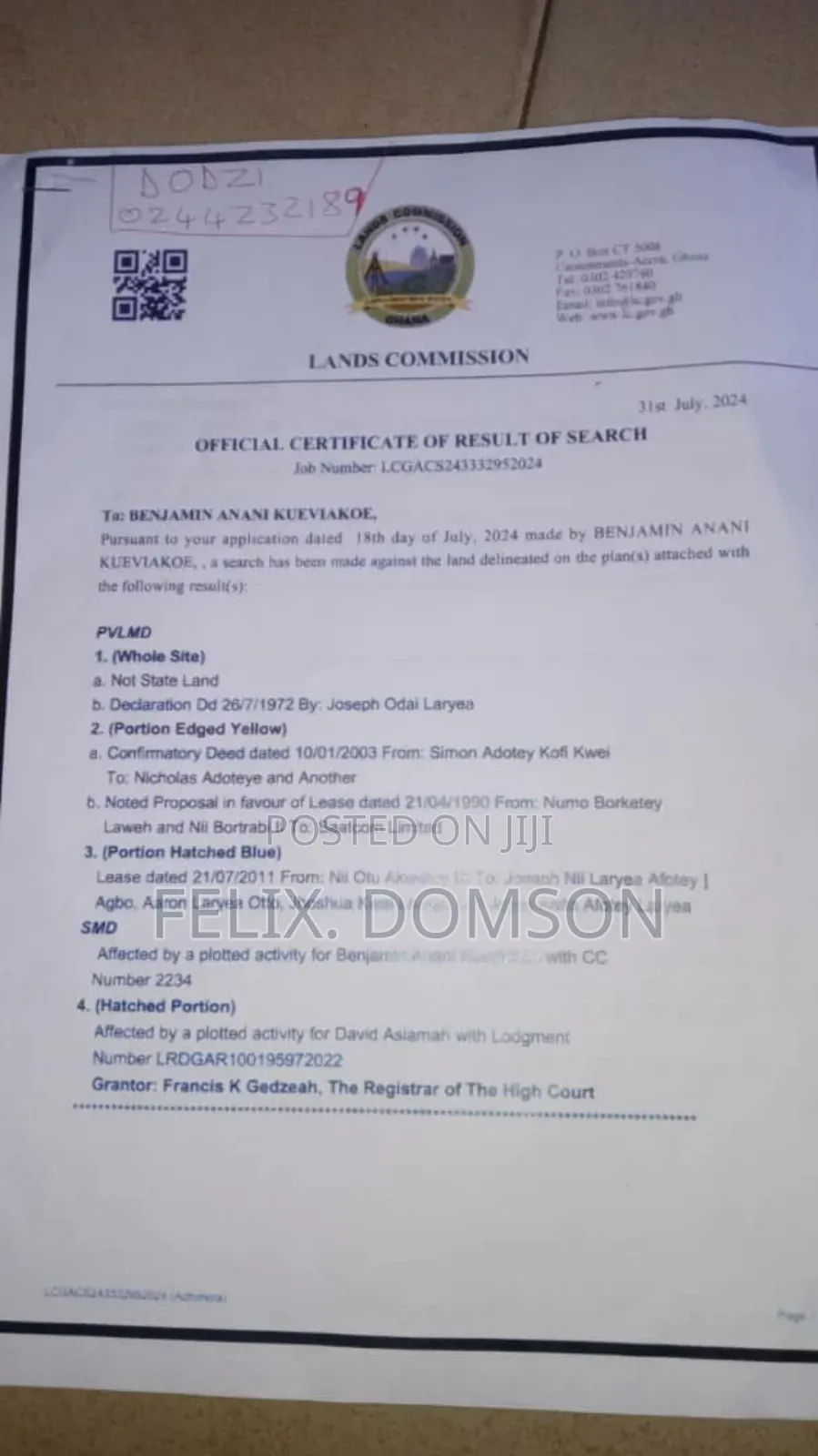 Four Plots of Titled Land for Sale at Achimota Near Neoplan Station