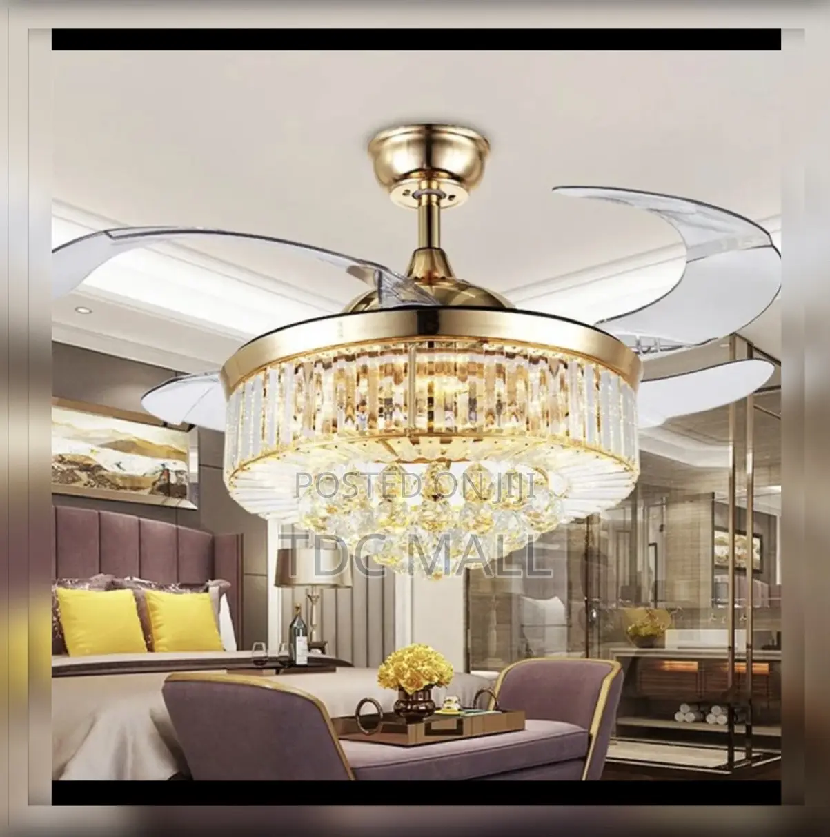 Luxury Crystal Fanlight With Bluetooth + Remote (85%) Copper