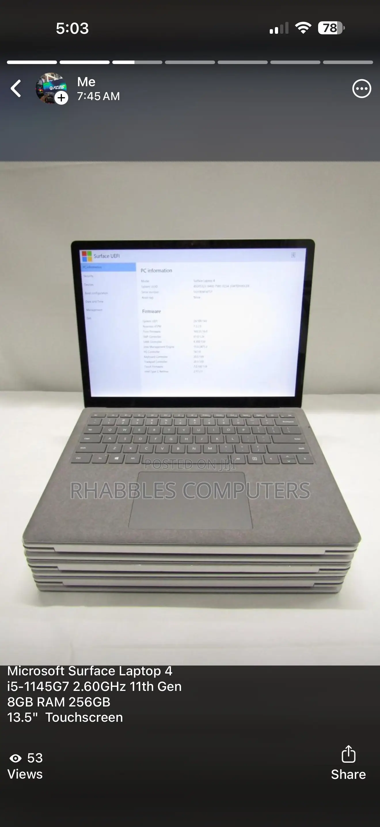 Laptop Microsoft Surface Laptop 4 8GB Intel Core i5 SSD 256GB