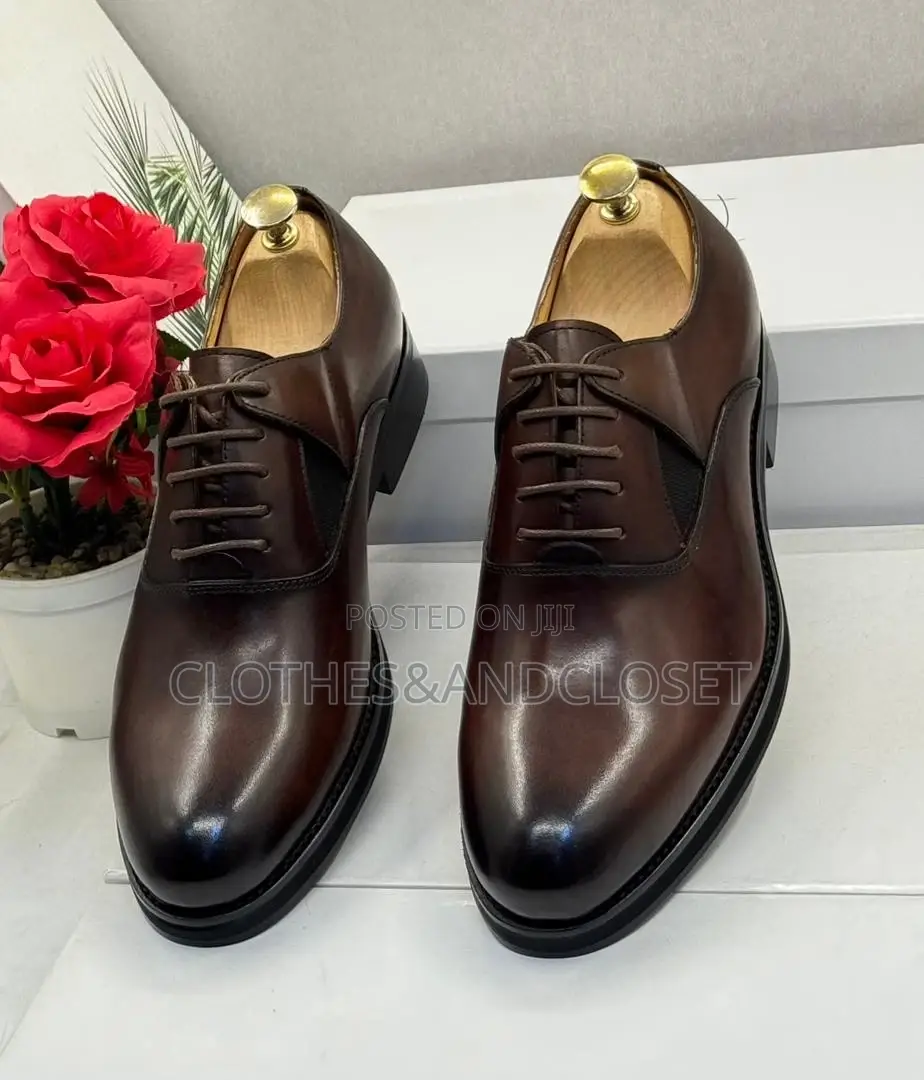 Brown Leather Men's Formal Oxford Dress Shoes.