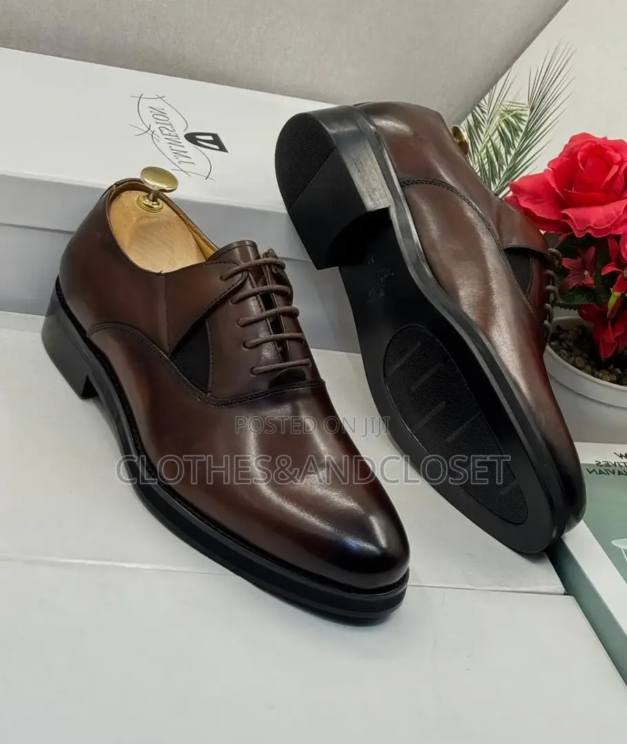 Brown Leather Men's Formal Oxford Dress Shoes.