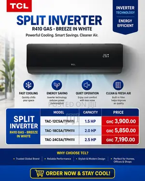 TCL Split Inverter R410 Black Mirror Air Conditon