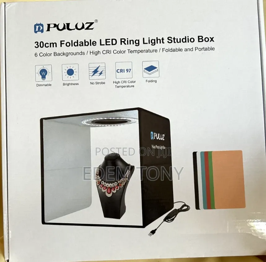 Puluz 30cm Foldable Photo Studio Box Portable With Led Ring Light