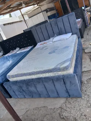 Double Fabric Materials Bed Frame With Mattress