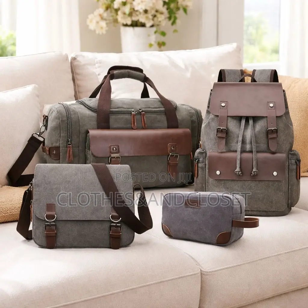 4-Piece Vintage Canvas Travel Bag Set