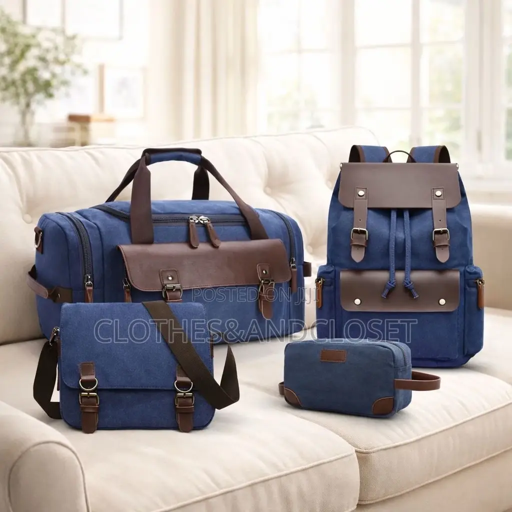 4-Piece Vintage Canvas Travel Bag Set