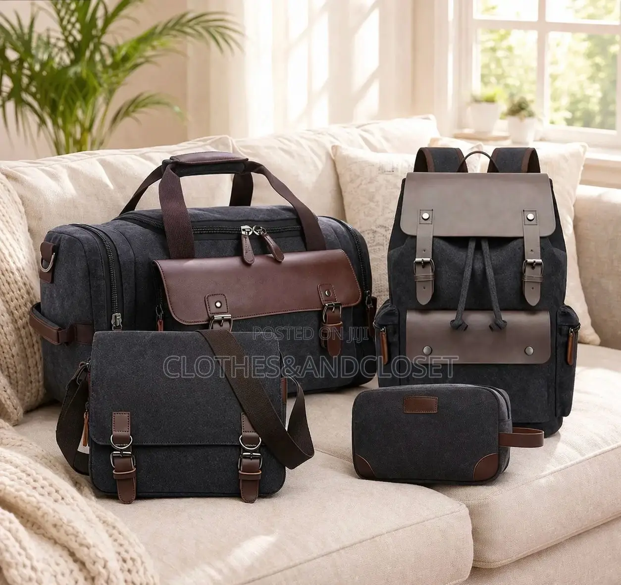 4-Piece Vintage Canvas Travel Bag Set