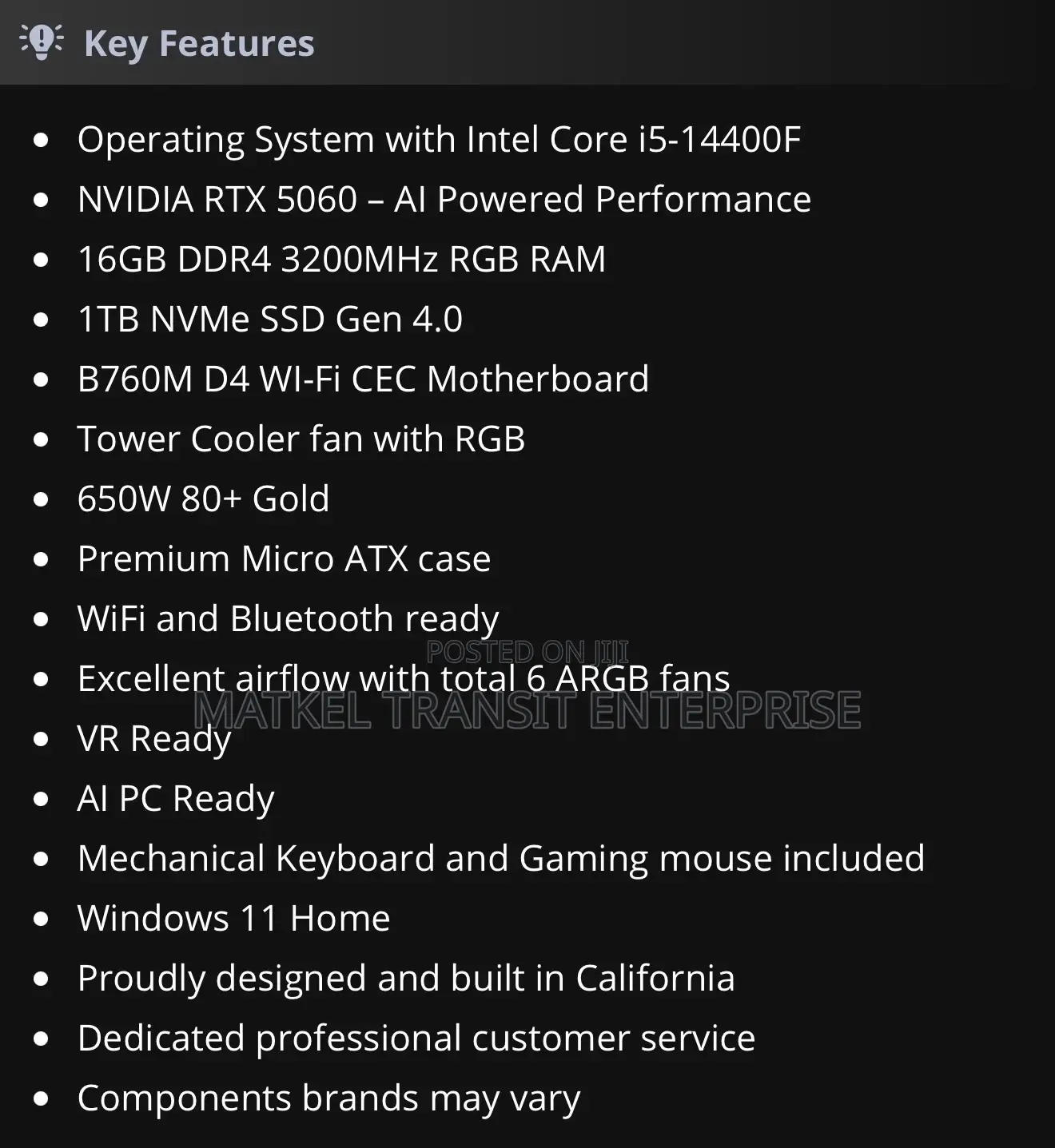 New Desktop Computer iBUYPOWER 16GB Intel Core i5 SSD 1T
