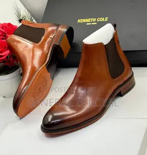 Keneth Cole Brown Leather Elastic Men’S Boot