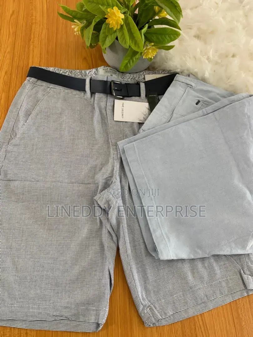 Men's Cutton Shorts With Khaki Texture
