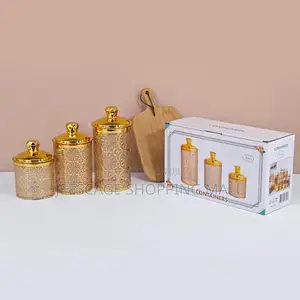 3-Piece Gold Ornate Decorative Canister Set