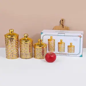 3-Piece Gold Ornate Decorative Canister Set