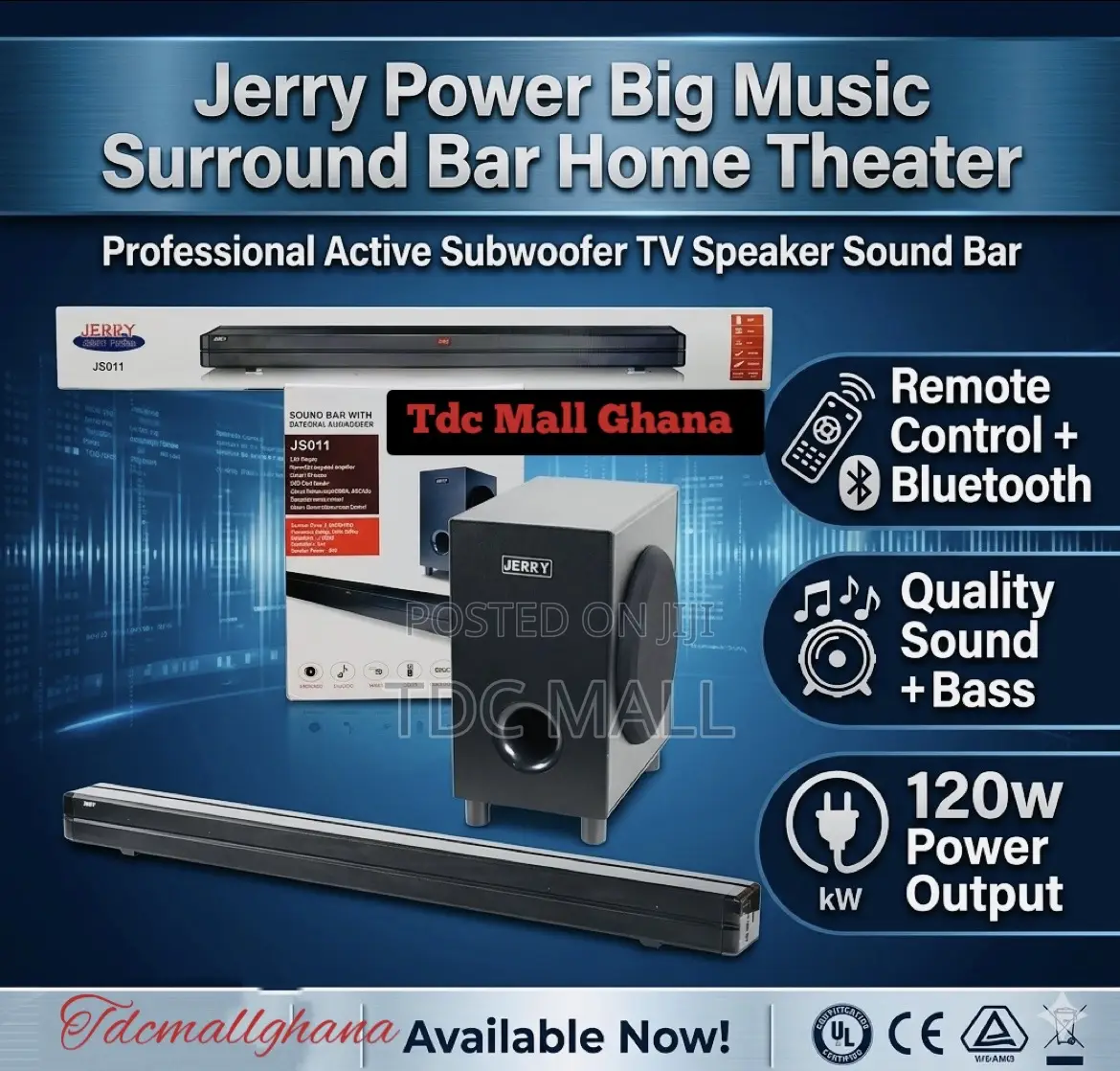 Big Music Surroundbar Home Theater + Subwoofer With Bluetooth + Remote