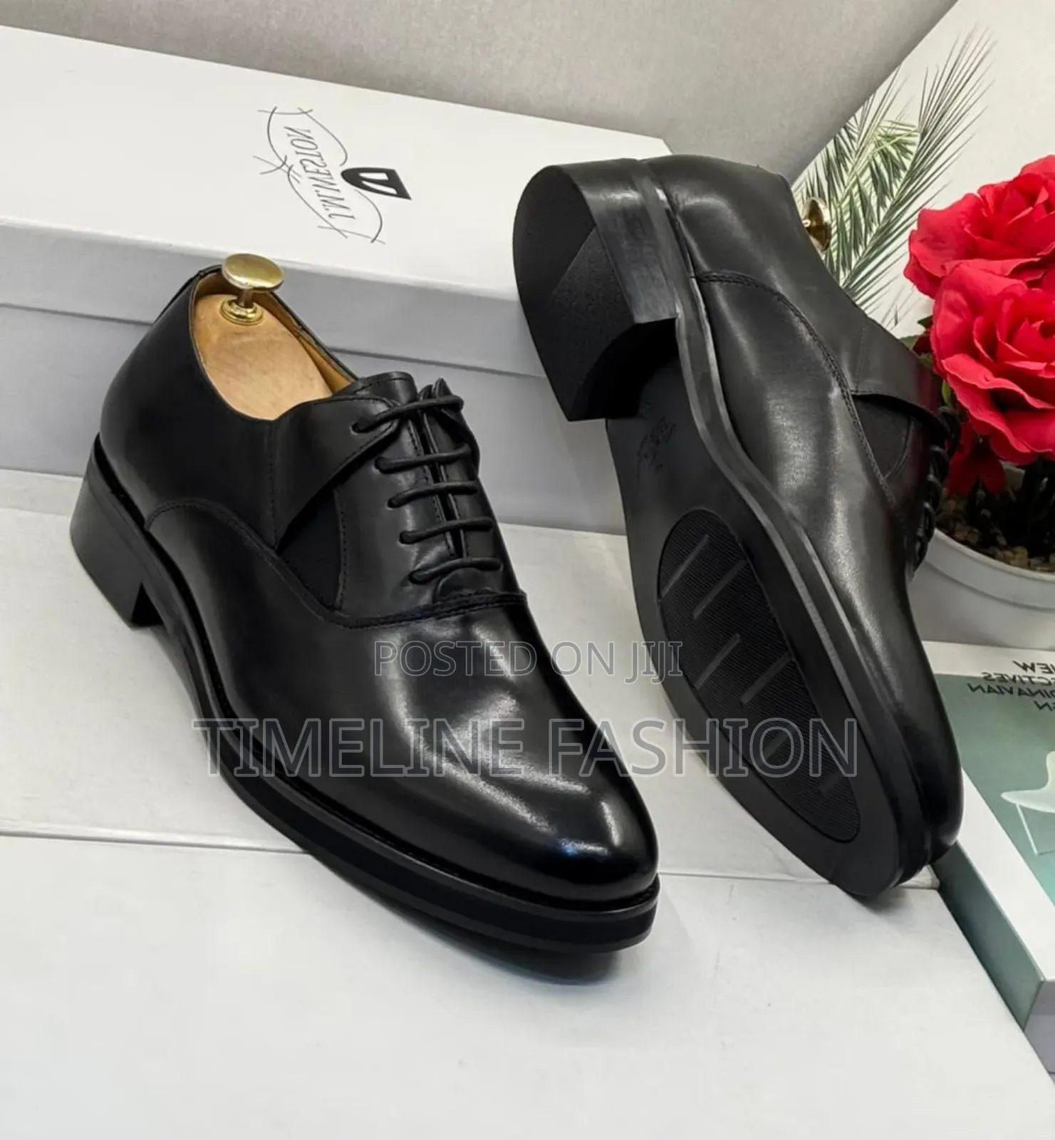 Black Leather J M Weston Men's Stylish Lace Shoes