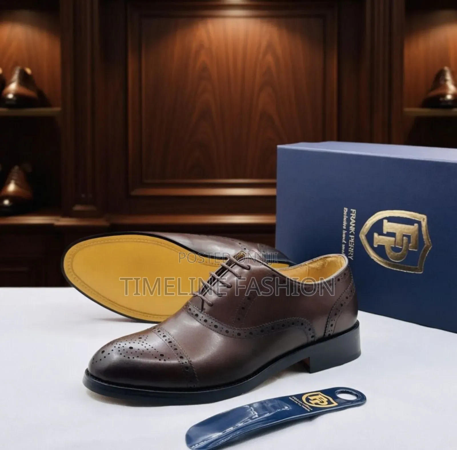 Frank Perry Coffee Brown Executive Men's Brogues Lace Up Shoes