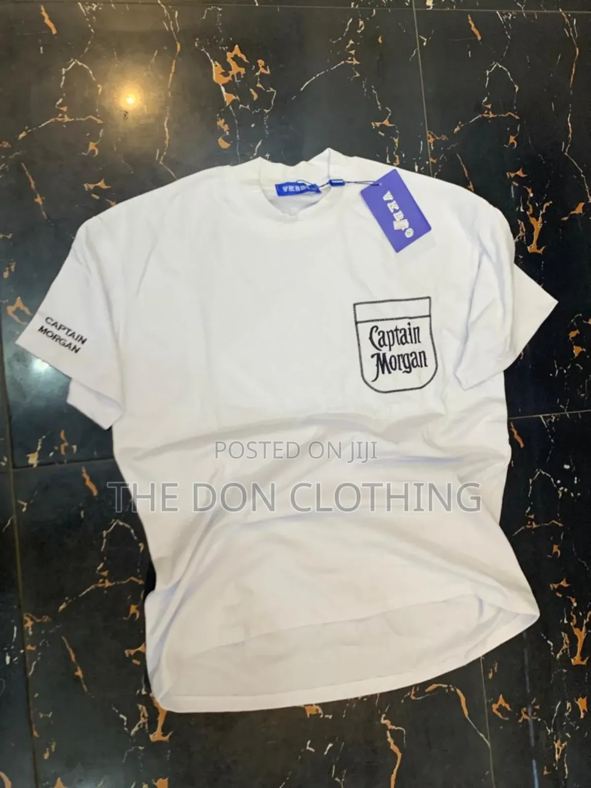 White Captain Morgan Pocket Print Tee