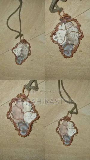 Crystal and Stone Necklaces Wrapped in Copper