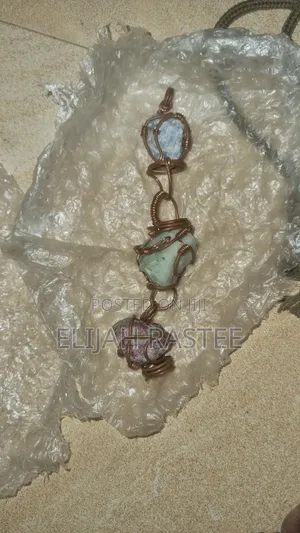 Crystal and Stone Necklaces Wrapped in Copper