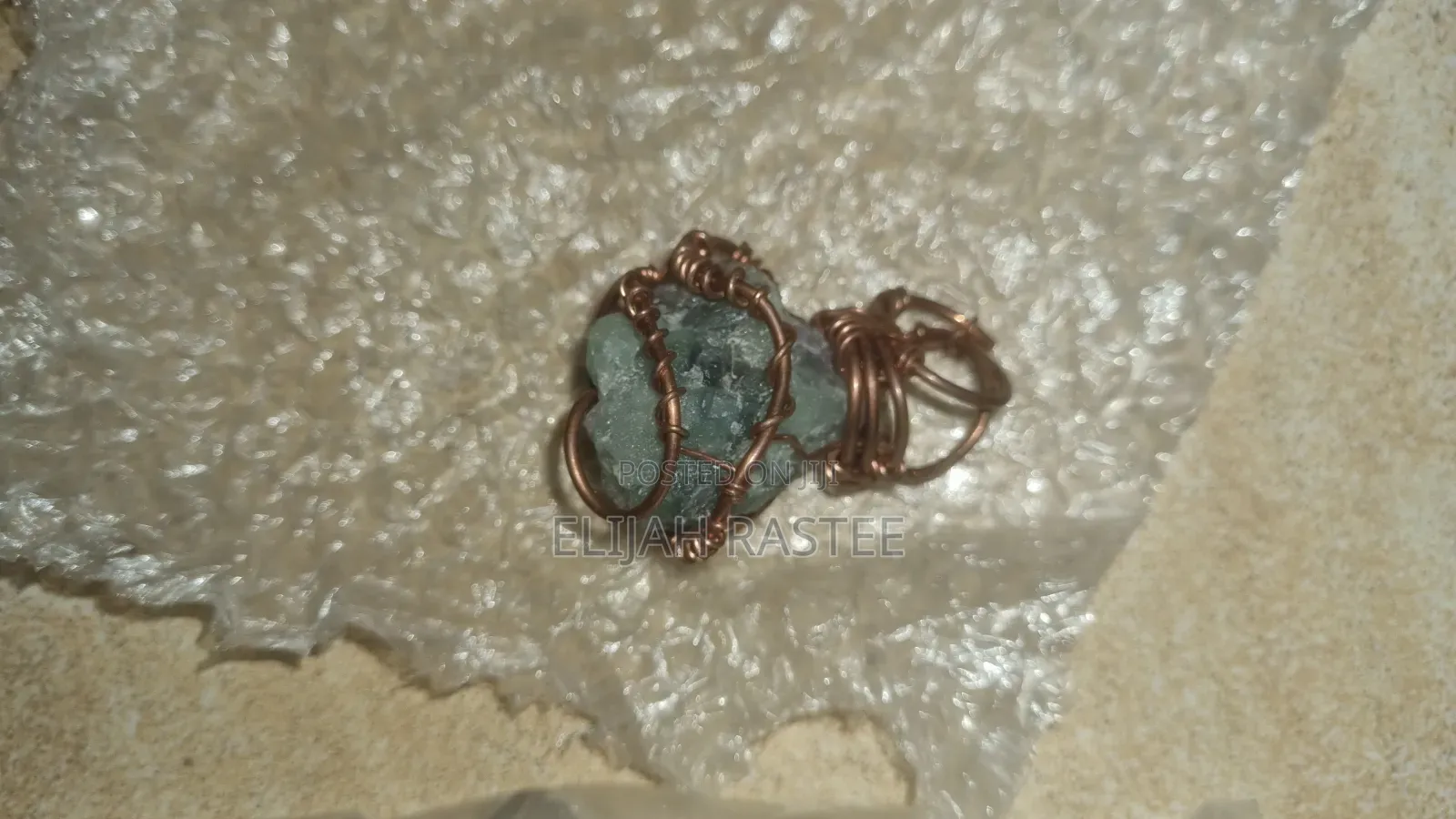 Crystal and Stone Necklaces Wrapped in Copper