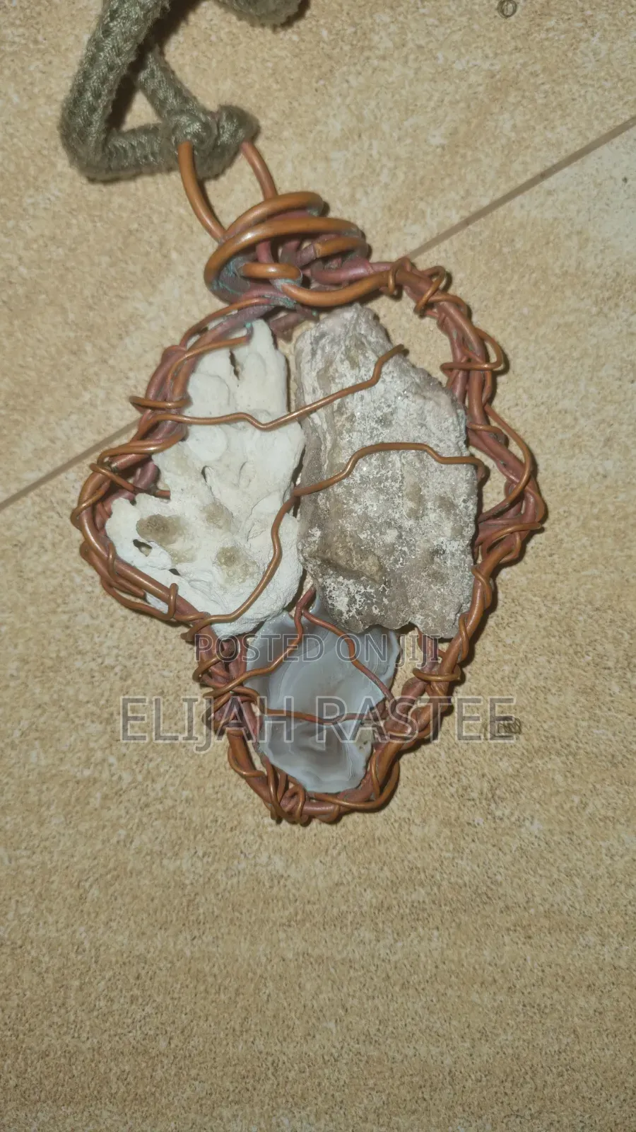 Crystal and Stone Necklaces Wrapped in Copper