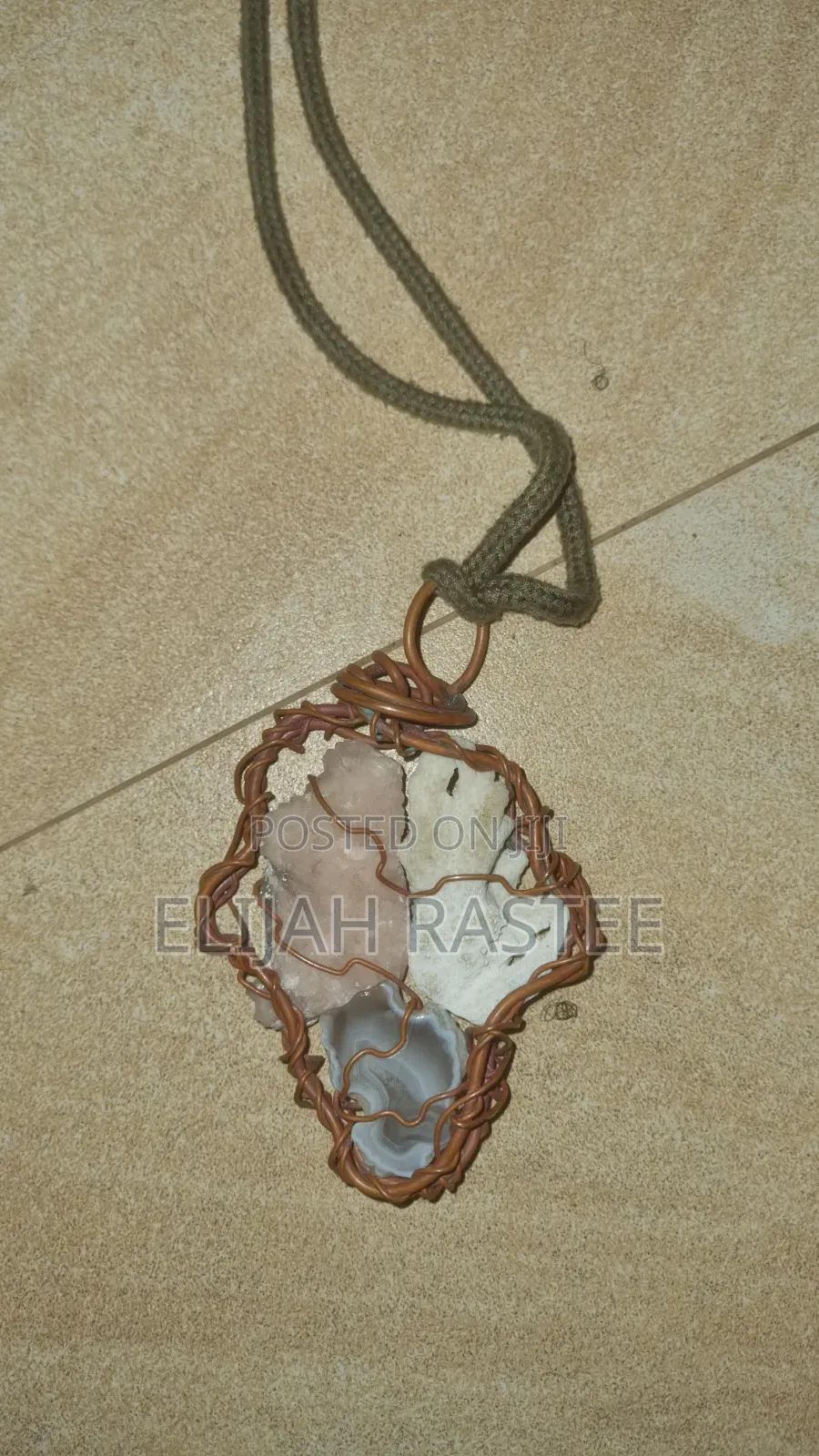 Crystal and Stone Necklaces Wrapped in Copper