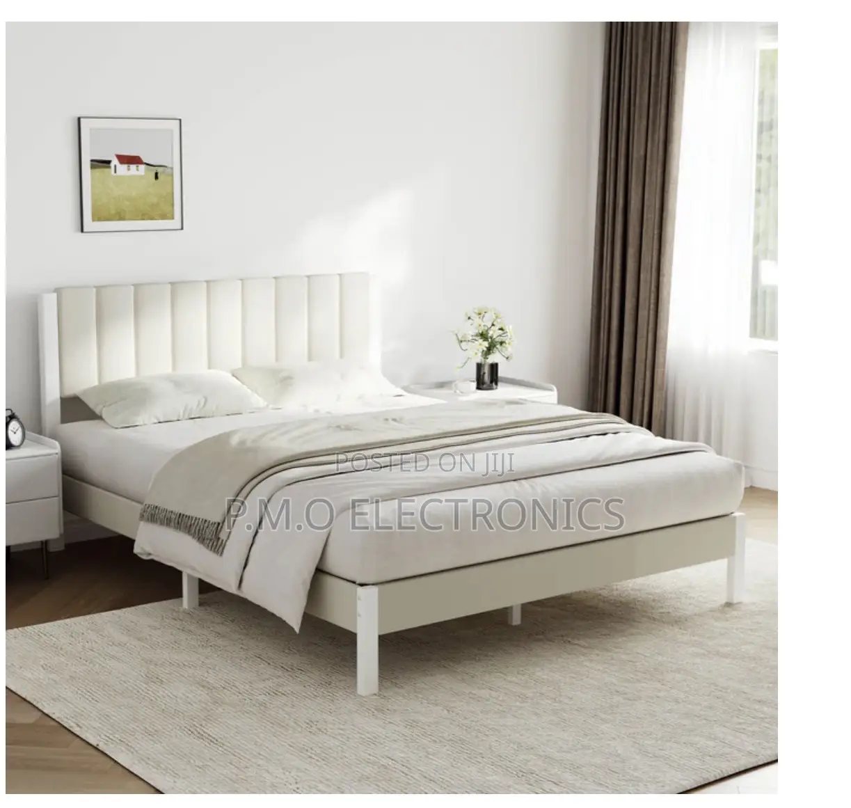Velvet Upholstered Platform Metal Bed Frame