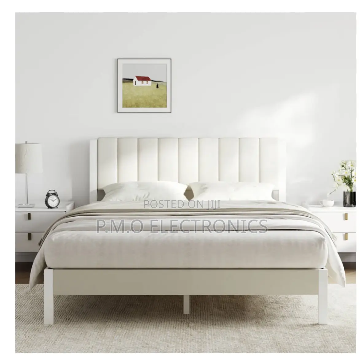 Velvet Upholstered Platform Metal Bed Frame