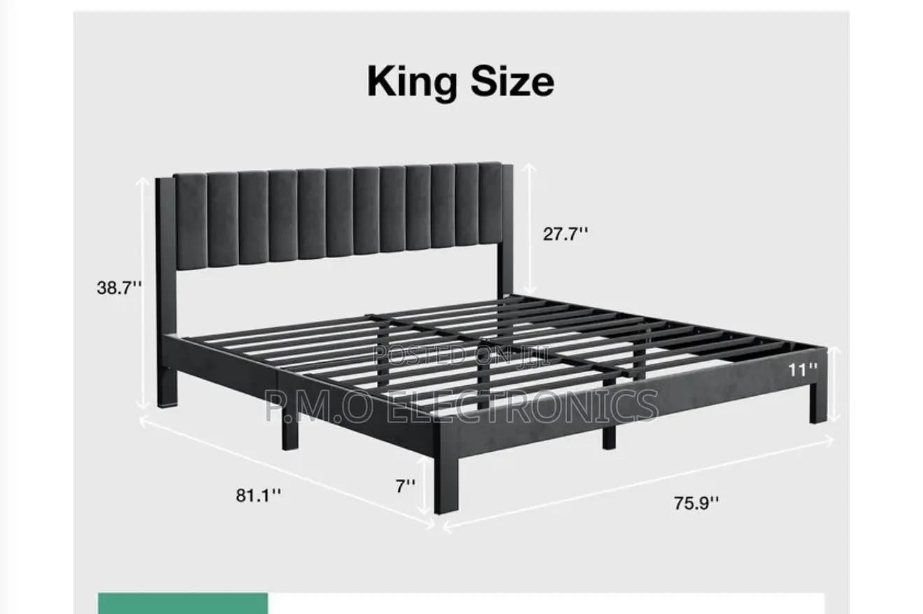 Velvet Upholstered Platform Metal Bed Frame