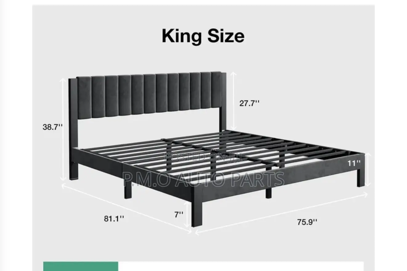 Velvet Upholstered Platform Metal Bed Frame