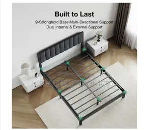 Velvet Upholstered Platform Metal Bed Frame