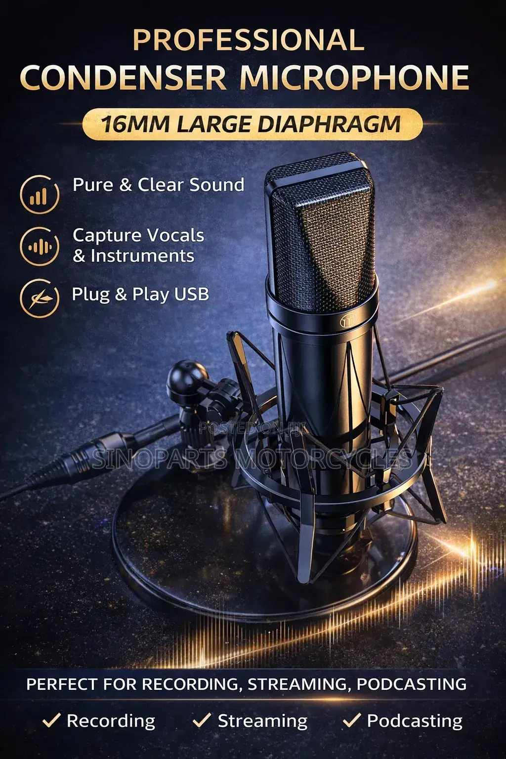 Condenser Microphone Studio Recording Mic Clear Sound Streaming