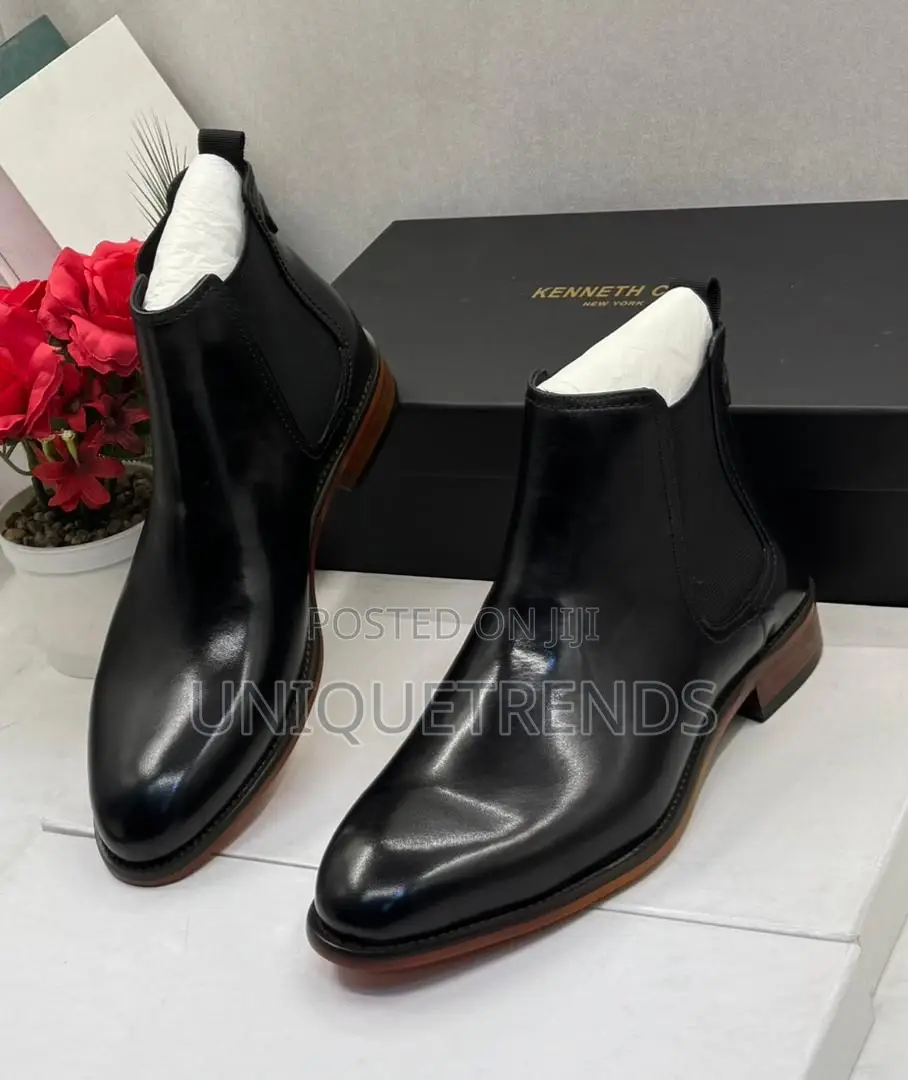 Quality Kenneth Cole Leather Chelsea Boots (Black)