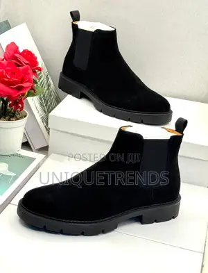 High Quality Black Suede Chelsea Boots (Black)