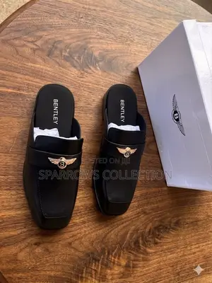 Black Bentley Leather Mules Half Shoe
