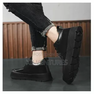 Men's Casual Italian Loafers Soft-Sole Lace Up Shoes Black