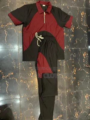 Burgundy Black Colour Block Ribbed Co-Ord Set