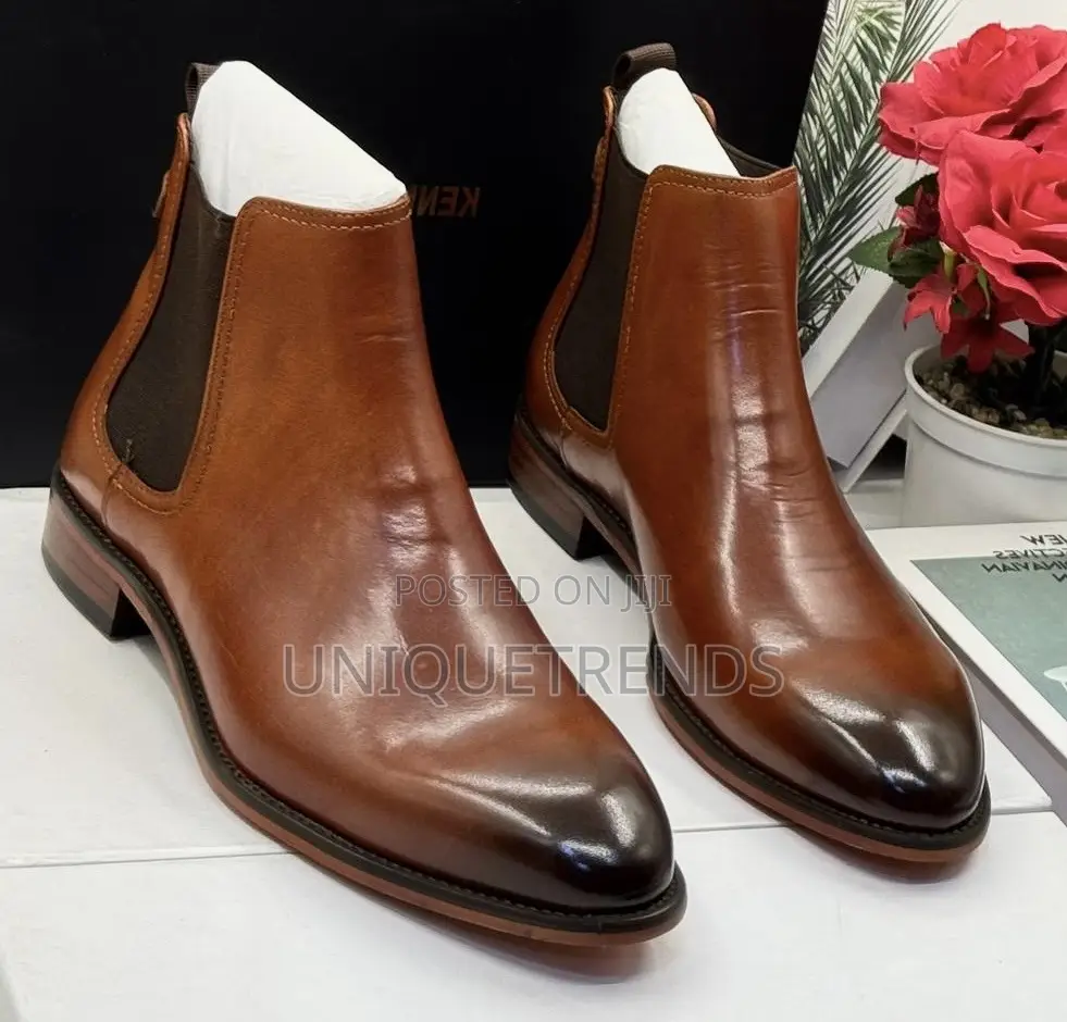 High Quality Kennth Cole Leather Chelsea Boots (Brown)