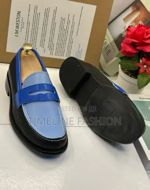J M Weston Blue and Black Luxury Men's Leather Shoes